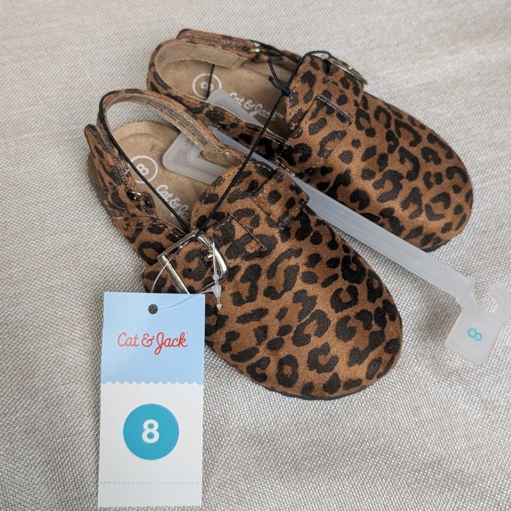 Cat & Jack Clogs Toddler Girls 8 Brown NWT Leopard Print Slingback Berlin Shoes